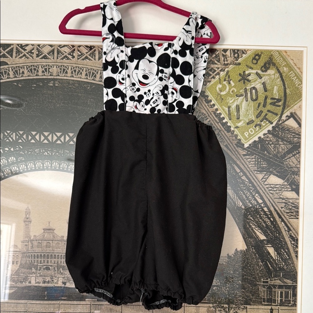 Handmade in US Disney onesie Black Overalls with Classic Silhouette